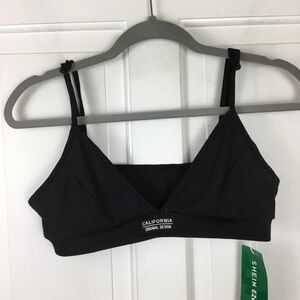 Women’s Black Triangle Bralette Wirefree Lounge Bra California Logo